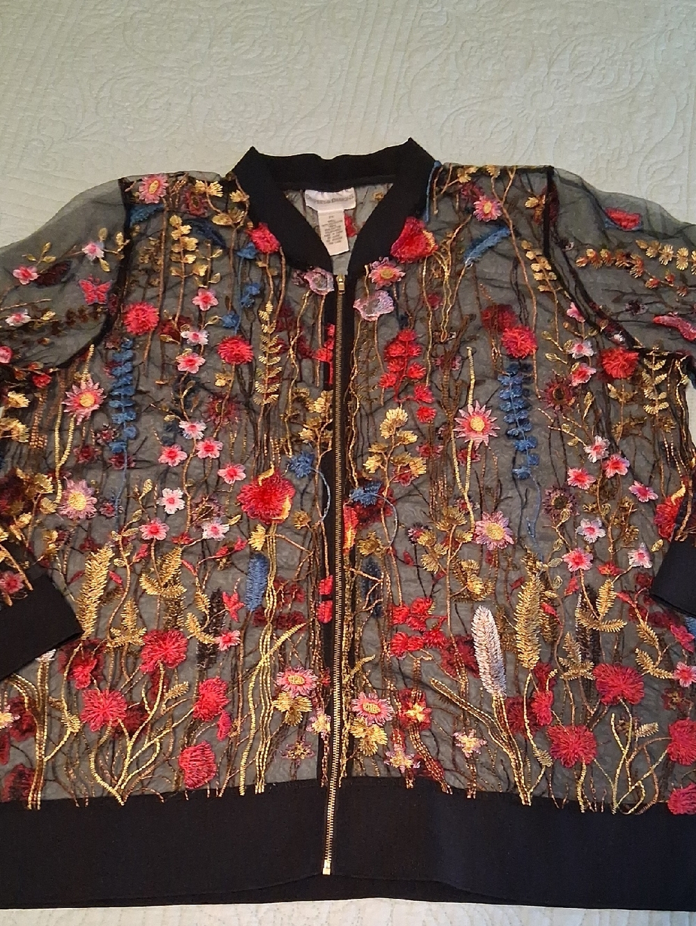 Drapers And Damons Embroidered Floral Bomber Jacket, VGUC